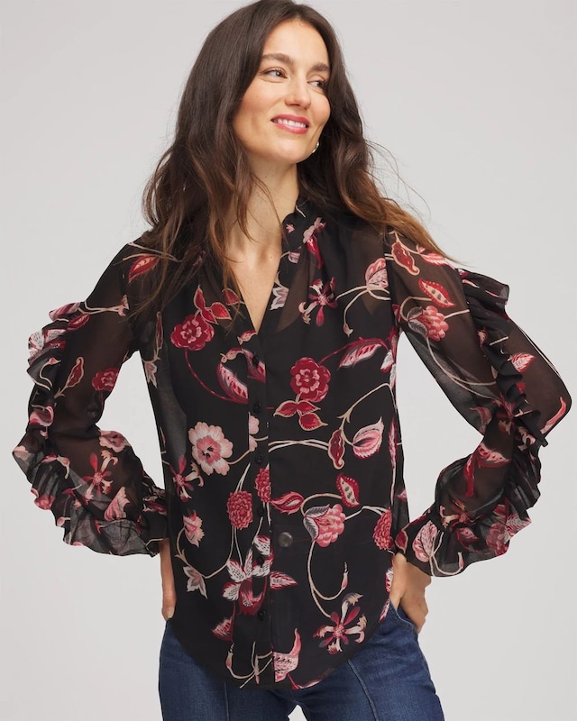 Georgette Celtic Blooms Blouse - image 1